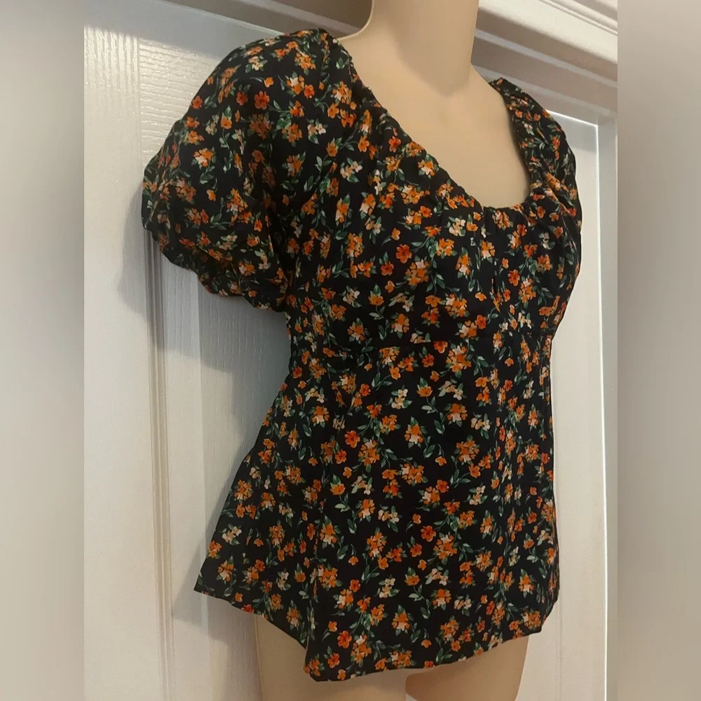 🛍️3 For $10🛍️ Old Navy Floral Puff Sleeve Blouse, Size M